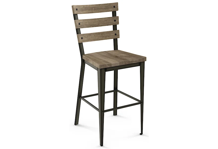 Industrial - Amisco 30" Dexter Bar Stool with Wood Seat by Amisco at Esprit Decor Home Furnishings